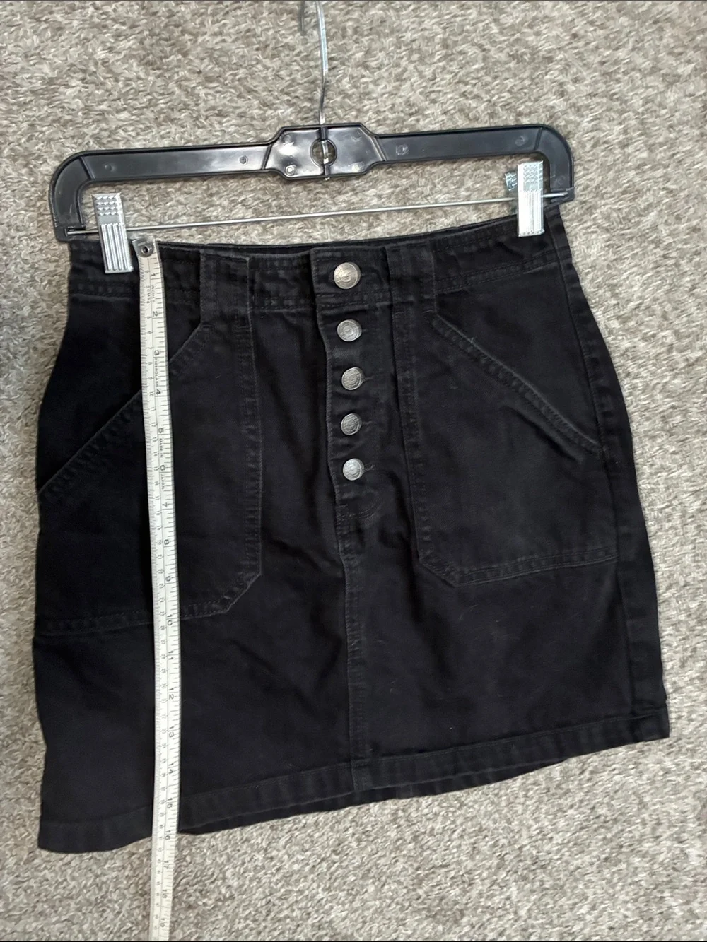 Hollister Ultra High Rise Black Button-Front Denim Mini Skirt